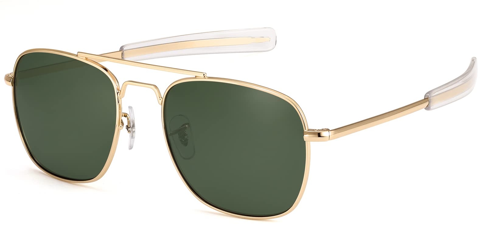 Mens Aviator Sunglasses 55mm Polarized Military Pilot Shades, Gold, Size Medium-image