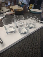 LAPHROAIG Scotch Whiskey Glass Bar Ware Rocks Single Malt LoBall Heavy Set Of 4