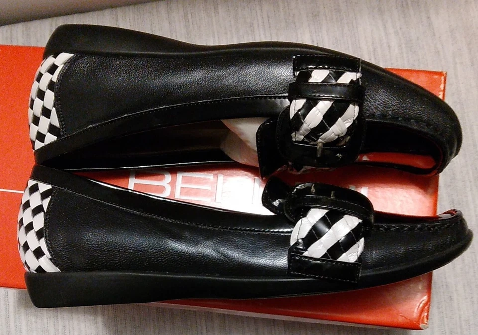 Bellini Bailey 乐福鞋黑色/白色扣懒人鞋女式 6 码 — 第 4/4 张图片