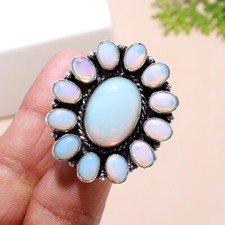 Opalite Gemstone Handmade 925 Sterling Silver Ring Jewelry For Wedding Gift