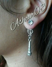 Microphone Music Note Singer Ear Jackets Jack Stud Earrings For her Women Steel