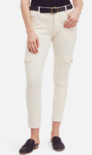 NEW FREE PEOPLE IVORY WHITE NEUTRAL UTILITY CARGO SKINNY RAW HEM JEANS PANTS 27