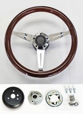 Bronco Ranchero F100 Mahogany Wood Steering Wheel 15 Black Line Grip High Gloss