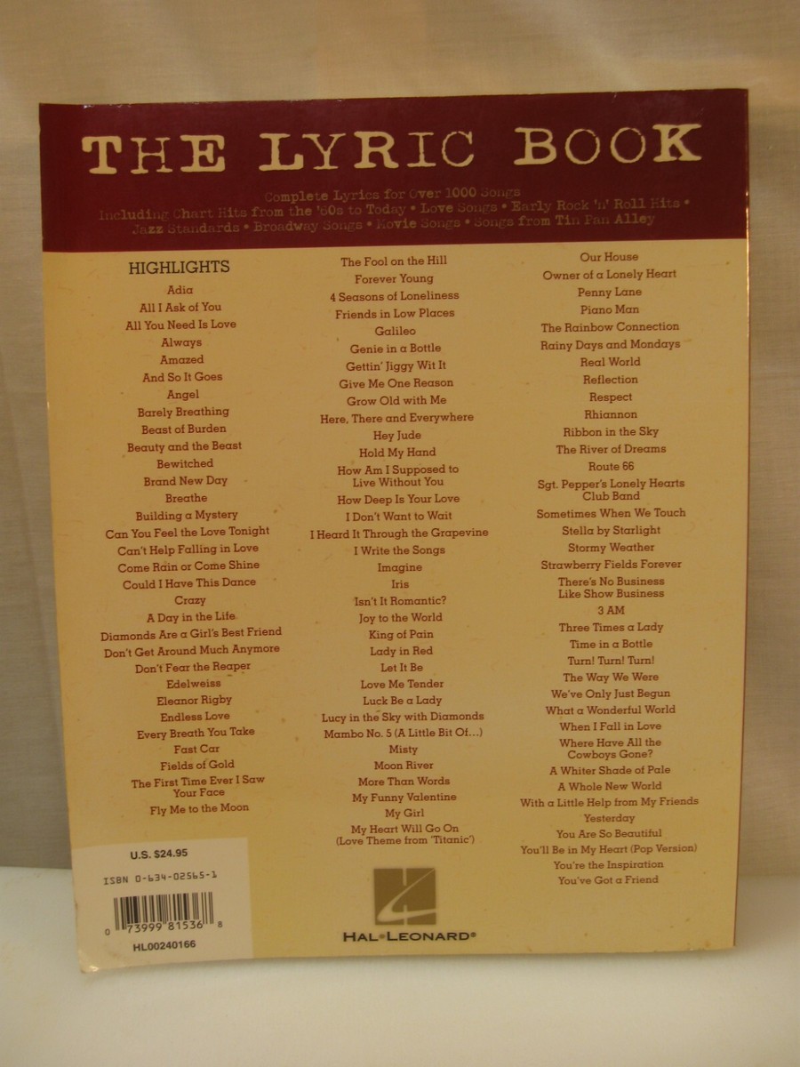The Lyric Book: Complete Lyrics for Over 1000 Songs from Tin Pan