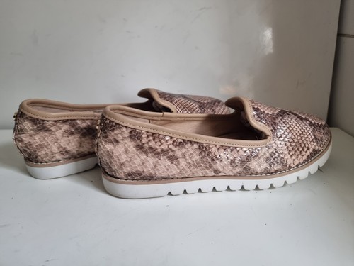 DUNE LONDON DESIGNER UK 4 EU 37 WOMENS BEIGE SNAKE LEATHER LOAFERS FLAT SHOES - Picture 8 of 15