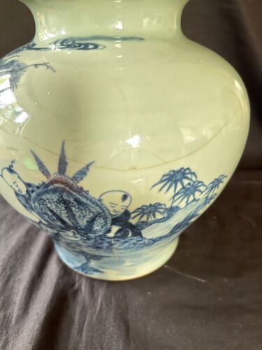 ancien vase chinois Kangxi avec fous. marque de 6 personnages - Photo 6 sur 10