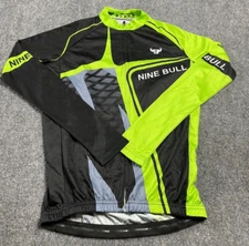 Nine Bulls Men's Black/Green Elastic Waist Back Pockets Bicycle Jersey Size S