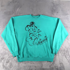Vintage 90s Disney Minnie Mouse Crewneck Sweatshirt Size XXL 2XL Teal Graphic
