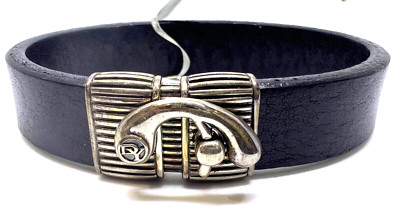David Yurman Sterling Silver Camel Brown Leather Bracelet MSRP $750