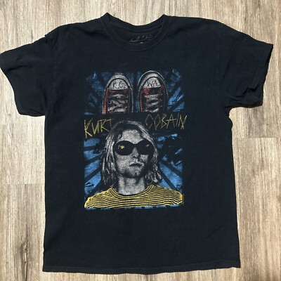 Kurt Cobain Striped Shirt Sunglasses Shoes Nirvana Spencers T
