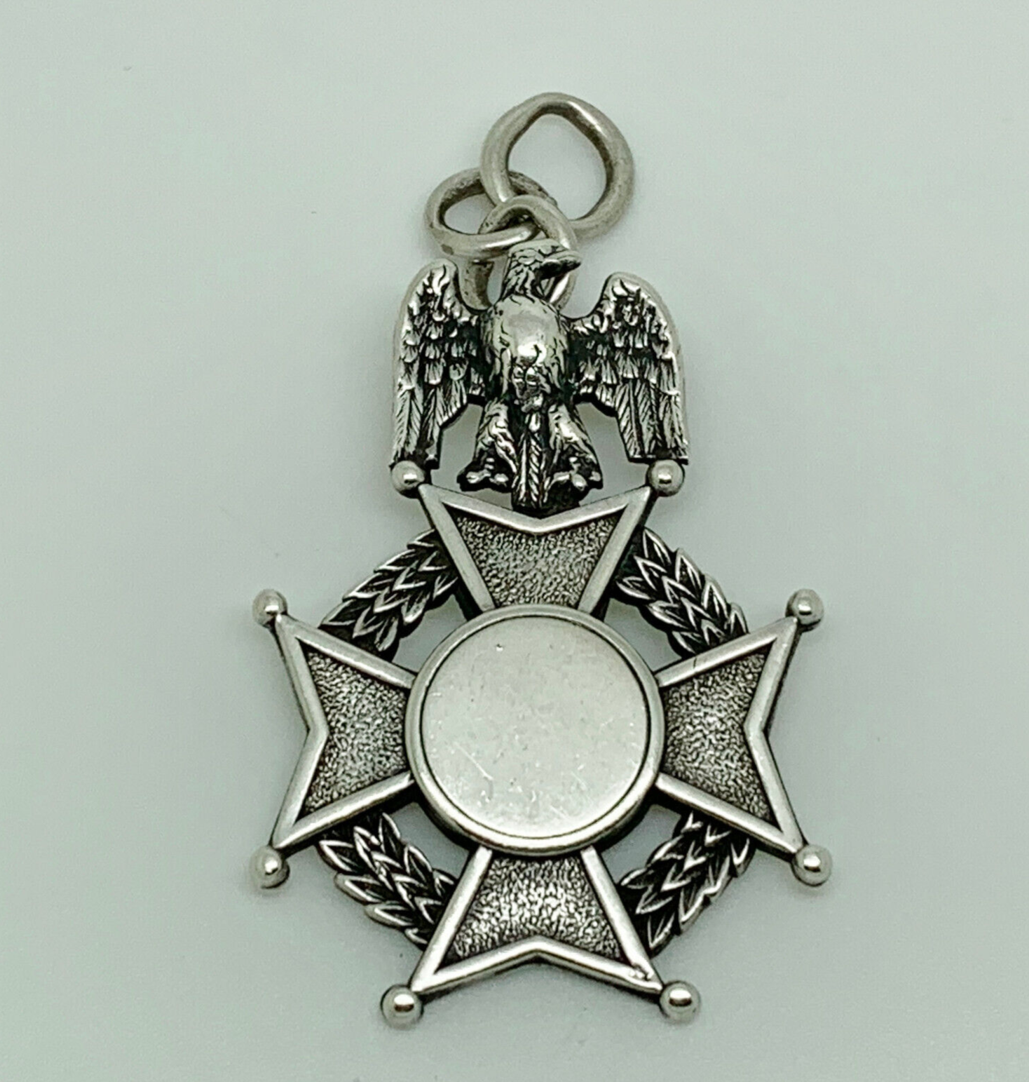 Antique 1890 Victorian Sterling Silver Rare Eagle Cross Large Medal Watch Fob