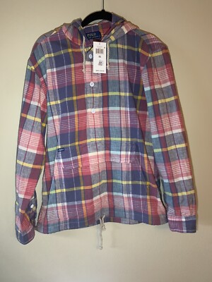 Polo Ralph Lauren Authenthic Long Sleeves W/ Hoodie, Half Buttoned, New W/  Tag
