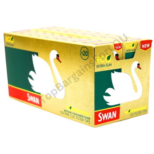 SWAN ECO EXTRA SLIM FILTER TIPS BOX (20 SMALL PACKETS), 120 FILTER TIPS PER PACK - Picture 1 of 2