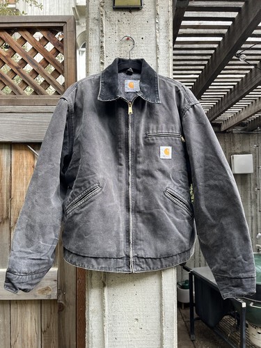 Carhartt Detroit J97 Jacket Black Size Large Made in USA Nice Faded