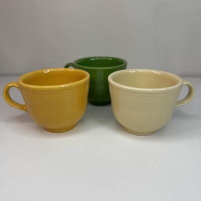 Fiesta Homer Laughlin FiestaWare Tea Coffee Cups Lot Of 3 Green Beige Squash