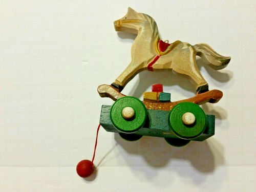 Jim Marvin Collection ROCKING HORSE Pull Toy 4 x 4.5 x 2.5" Wood vintage - Picture 6 of 9