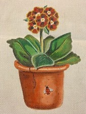 Hand Painted Needlepoint Canvas 18 CT FLOWER IN BEE PLANTER