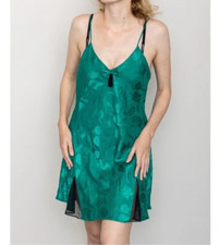 Vintage Victoria's Secret Gold Label Womens M Slip Dress Floral Nightie Green