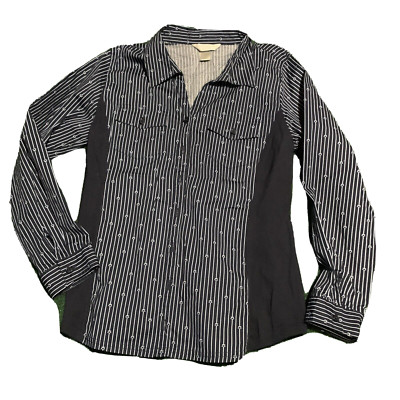 Christopher Banks Shirt Women MED P Blue Stars Stripes Button July Nautical