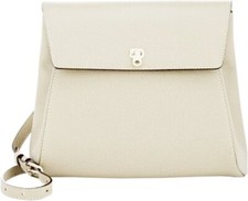 Valextra Cream Grained Leather City Flip Lock Small Crossbody Bag Ivory