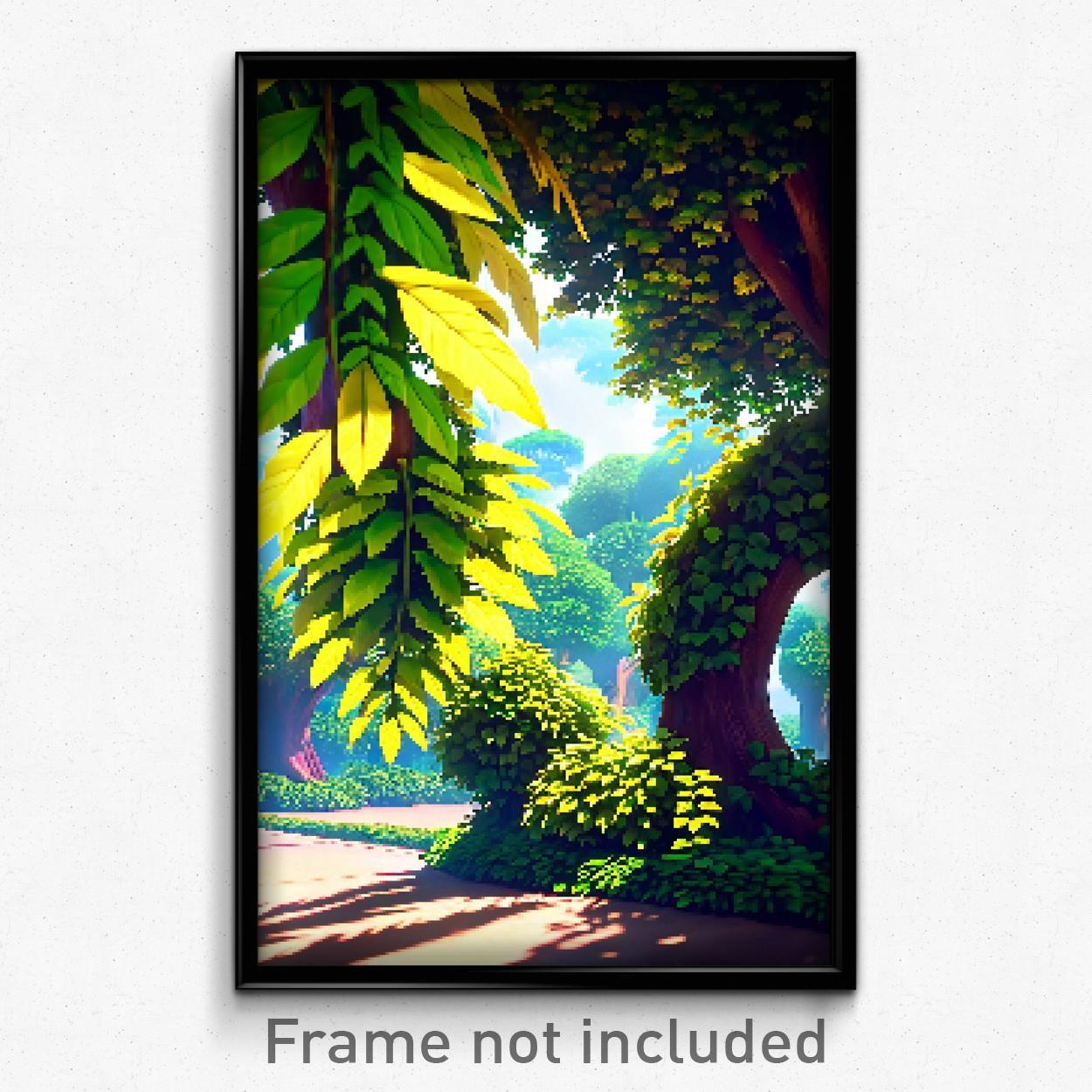 8-Bit Psychedelic Pixel Art Poster - Leafy Nation Trippy Gamer Print