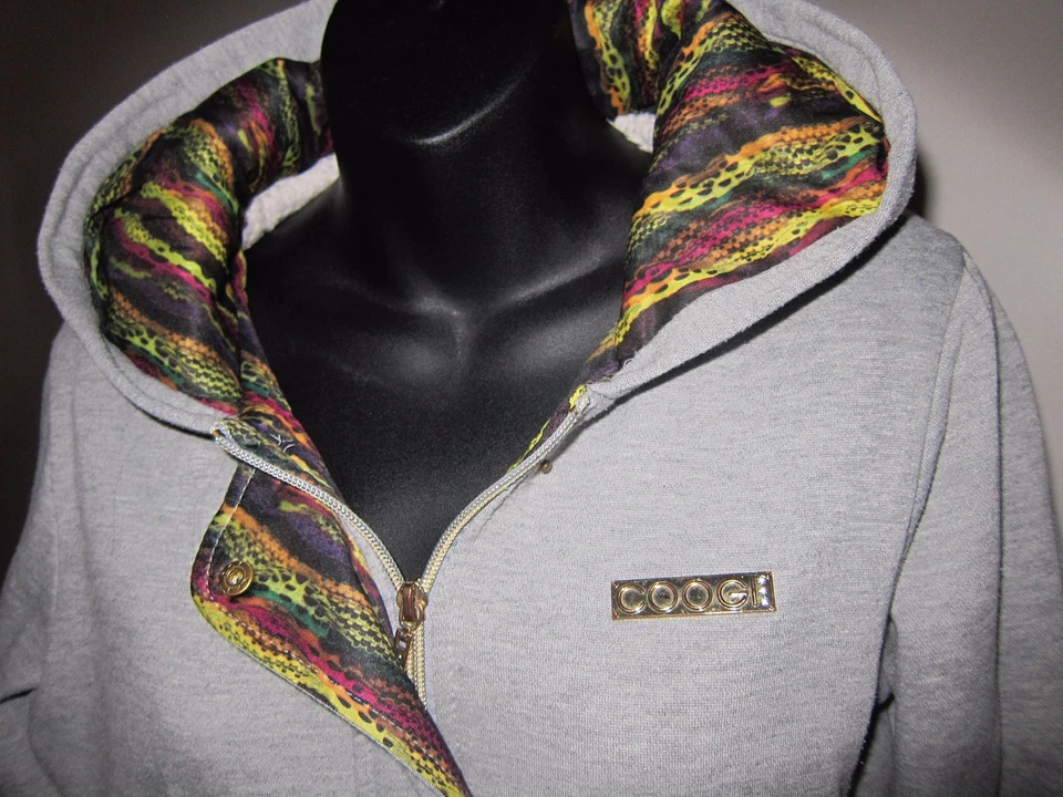 Coogi Sudadera con Capucha Med Estrás Gris Brezo Cremallera a Presión Sudadera Forrada de Vellón Chaqueta Foto 4 de 4