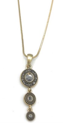 Lia Sophia  Blitz  Antique Gold Tone Cut Crystals Pendant Necklace