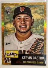 2022 Topps Chrome Platinum Kervin Castro R/C Gold/Cream Toile #d 35/50
