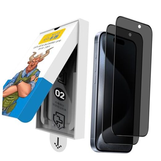 2 Packing Privacy Screen Protector for iPhone 15 Pro iPhone 15 Pro Max-6.7 inch