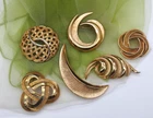 All Trifari Vintage Brooch Lot 6 Signed Gold Tone Pins Jewelry Modernist Knot