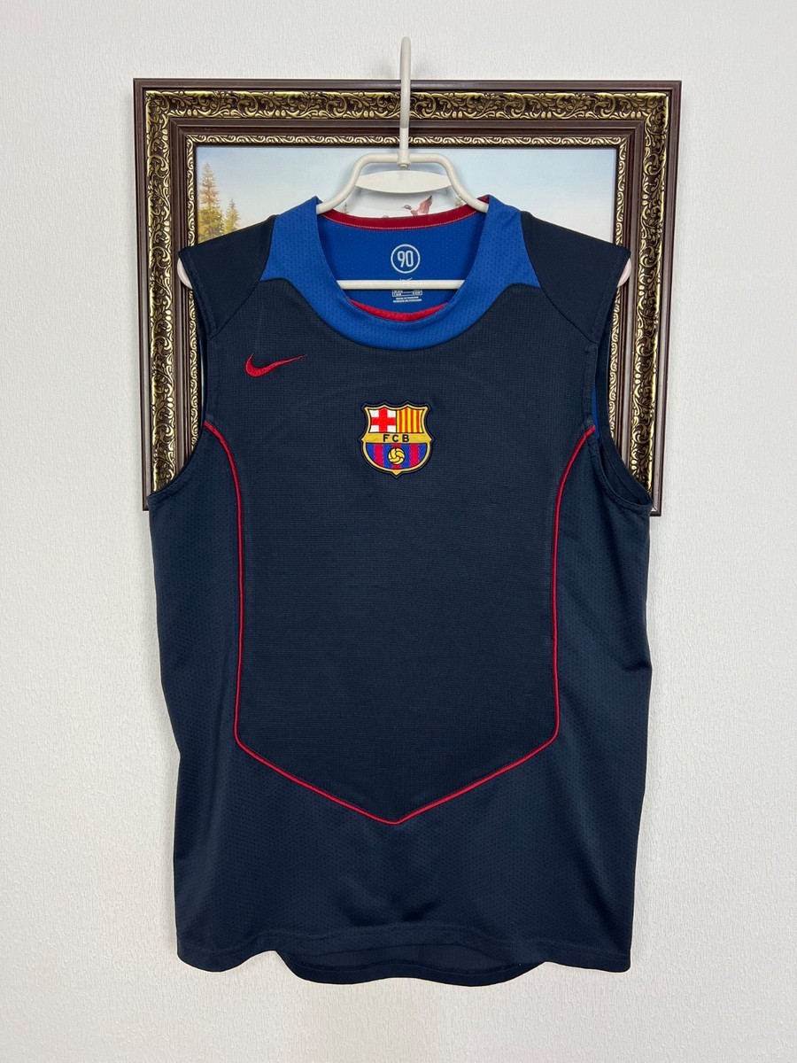 Vintage Nike FC Barcelona Football Train Vest Blue Shirt Soccer