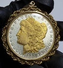 1880 Morgan Dollar Gold Plated Gilded Silver Coin 1/20-2k GF Bezel