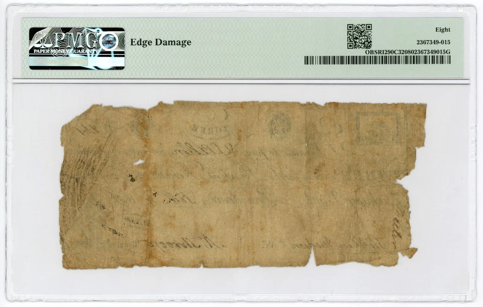 1806 $3 The Exchange Bank - Providence, RHODE ISLAND (CTFT.) Note PMG VG 8 - Image 2 of 3