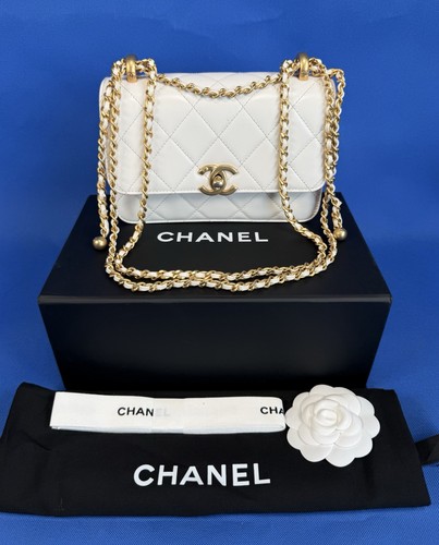 Chanel Calfskin Quilted Perfect Fit White Flap Bag