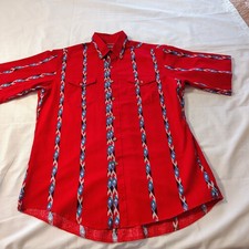 Vtg Wrangler Aztec Print/Cowboy Cut/X-Long Tails/regular Fit Size 16 1/2