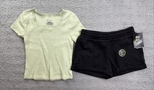 Art Class Girls Small 6/7 Green Short Sleeve T-Shirt  Pull on Shorts Outfit Set