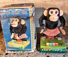 Vintage Dancing Merry Chimp Clapping Monkey w/ Original Box. Not working.
