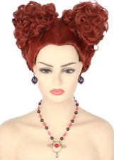 Women's Wig With Necklace Earrings Red Brown Short Cosplay Auburn