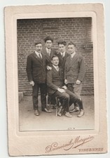 Antique Cabinet Card Photo Vincennes France - Five Elegant Men - Dumesnil-Marqui