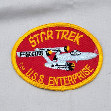 Star Trek U.S.S. Enterprise Embroidered Oval Patch Red Yellow Ship TV Original