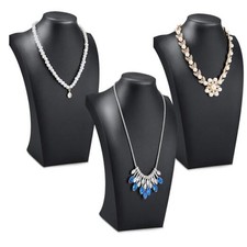 3 Pcs Black PU Leather Jewelry Bust Display Necklace Display 11.42 x 6.89 Inch