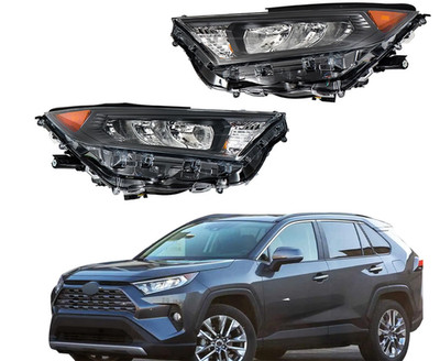 Headlight Assembly For 2019-2022 Toyota RAV4 LE XLE LED Black Left+Right Side