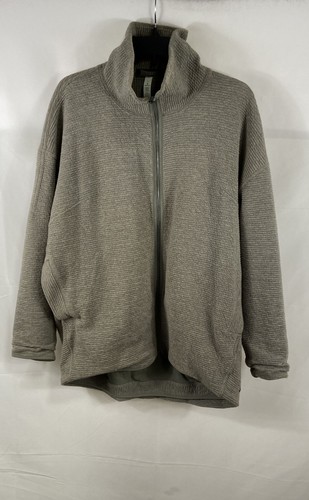 Lululemon Women's Gray Textured Knit Full Zip Mock Neck Sweater Jacket Sz 8