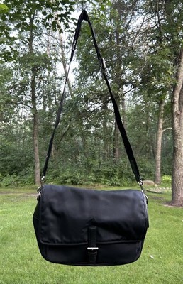 Coach Mercer Black Twill & Leather Y2K Crossbody Bag L1J-7435