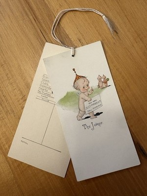KEWPIE  Vintage Tally Card Just Married Tell Everybody The Joker Unused Avondale