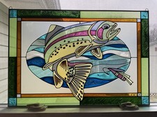 Large Hand Painted Suncatcher Fish Theme Colorful Window Art