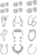 Fake Nose Ring Hoop Fake Nose Stud Magnetic Septum Nose Ring Stud Stainless Stee