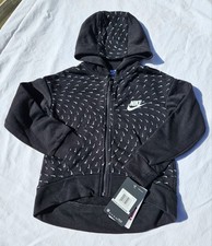 Nike Youth Little Girls Essential Zip Up Hoodie Black/ White Size 4 NWT