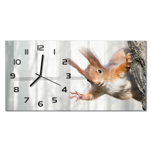 Glasuhr Wanduhr Mit FließEnden Zeigern EichhöRnchen Schwarze Zeiger 60X30 Cm-image