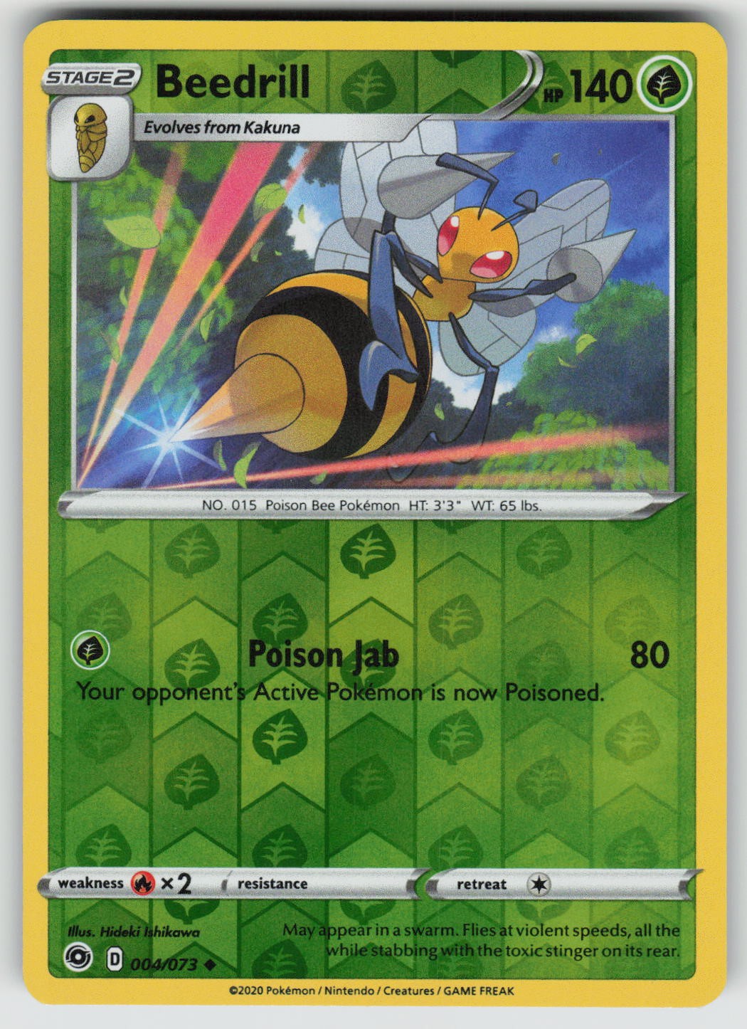 Beedrill 004/073 Uncommon Champion's Path Pokemon Reverse Holo Near Mint